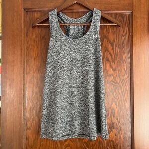 Under Armour‎ Women XS Loose Fit Heathered Gray Racerback Athletic Tank Top